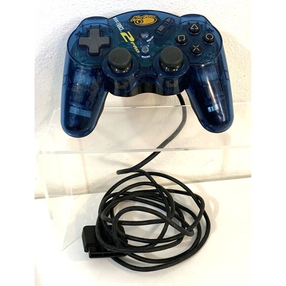 PS2 Mad Catz Dual Force 2 Pro Clear Blue Controller 8226 Playstation Tested - Picture 2 of 4